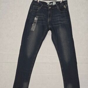 DAZI Womens Skinny Jeans Dark Wash Embellished Studded Back Pocket Size 17/18